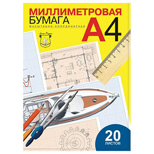 Бумага масштабно-координатная Лилия Холдинг, А4 20л., голубая, в папке [149521] [ПМ/А4] [/1]*